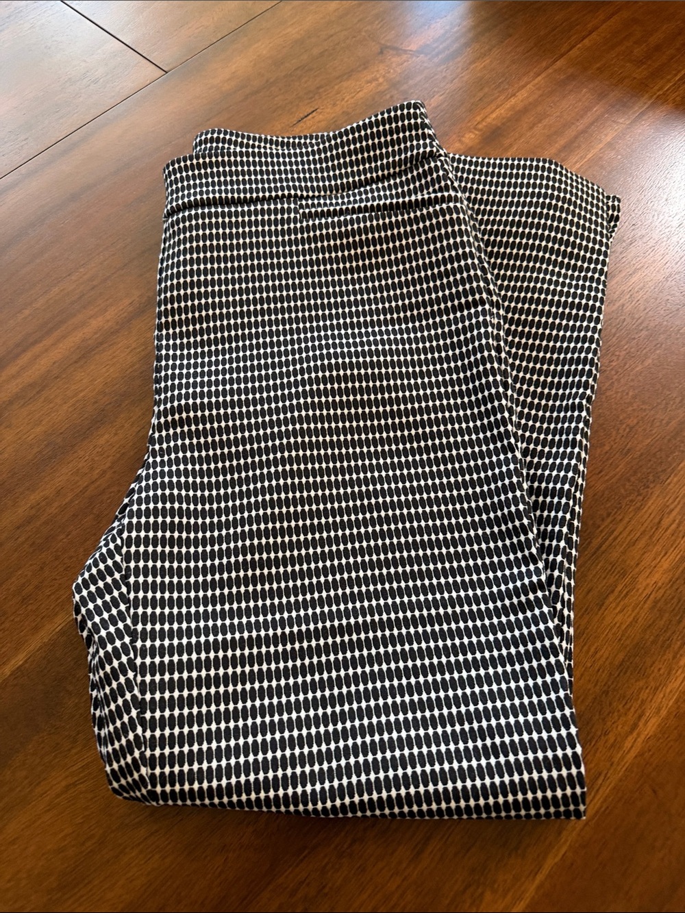 Chico's Black & White Checked Straight-Leg Pull-On Pants
